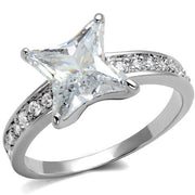 3w1349 - Rhodium Brass Ring with AAA Grade CZ  in Clear-0