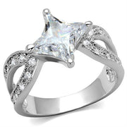 3W1350 - Rhodium Brass Ring with AAA Grade CZ  in Clear-0