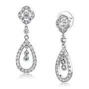 3W1351 - Rhodium Brass Earrings with AAA Grade CZ  in Clear-0