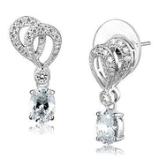 3W1355 - Rhodium Brass Earrings with AAA Grade CZ  in Clear-0