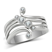 3W135 - Rhodium Brass Ring with AAA Grade CZ  in Clear-0