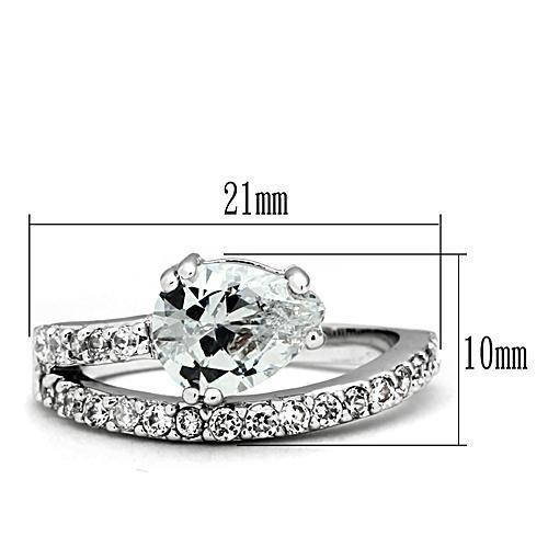 3W136 - Rhodium Brass Ring with AAA Grade CZ  in Clear-1