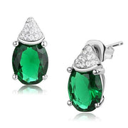 3W1371 - Rhodium 925 Sterling Silver Earrings with Synthetic Synthetic Glass in Blue Zircon-0