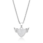 3W1378 - Rhodium 925 Sterling Silver Chain Pendant with AAA Grade CZ  in Clear-0