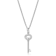3W1379 - Rhodium 925 Sterling Silver Chain Pendant with AAA Grade CZ  in Clear-0