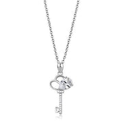 3W1380 - Rhodium 925 Sterling Silver Chain Pendant with AAA Grade CZ  in Clear-0