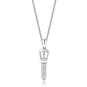 3W1381 - Rhodium 925 Sterling Silver Chain Pendant with AAA Grade CZ  in Clear-0