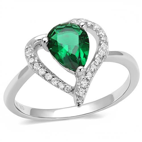 3W1384 - Rhodium 925 Sterling Silver Ring with Synthetic Synthetic Glass in Blue Zircon-0