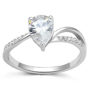 3W1389 - Rhodium 925 Sterling Silver Ring with AAA Grade CZ  in Clear-0