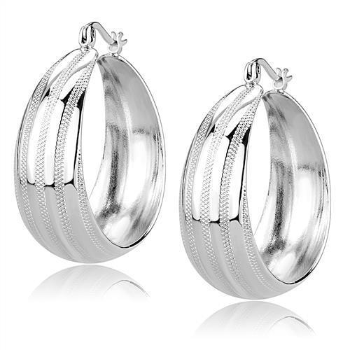 3W1396 - Rhodium Brass Earrings with No Stone-0