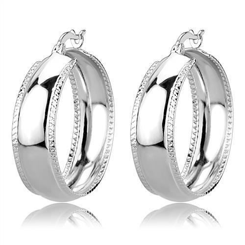 3W1398 - Rhodium Brass Earrings with No Stone-0