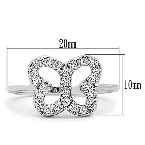 3W139 - Rhodium Brass Ring with AAA Grade CZ  in Clear-1