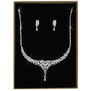 3W1413 - Rhodium Brass Jewelry Sets with AAA Grade CZ  in Clear-0