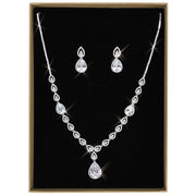 3W1427 - Rhodium Brass Jewelry Sets with AAA Grade CZ  in Clear-0