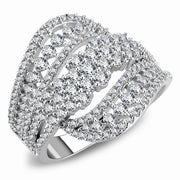 3W1445 - Rhodium Brass Ring with AAA Grade CZ  in Clear-0