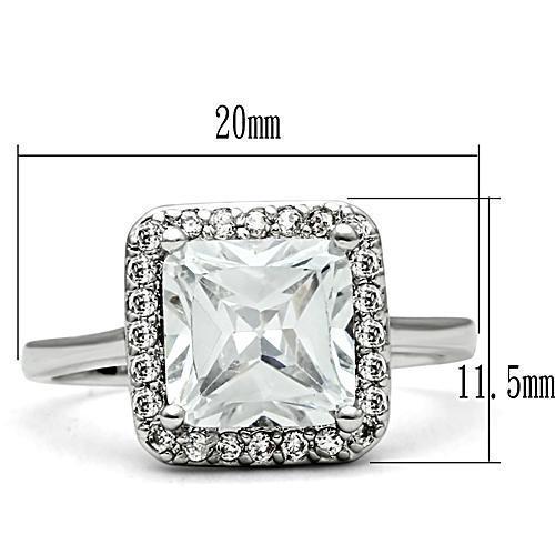 3W144 - Rhodium Brass Ring with AAA Grade CZ  in Clear-1