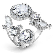 3W1454 - Rhodium Brass Ring with AAA Grade CZ  in Clear-0