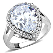 3W1469 - Rhodium Brass Ring with AAA Grade CZ  in Clear-0