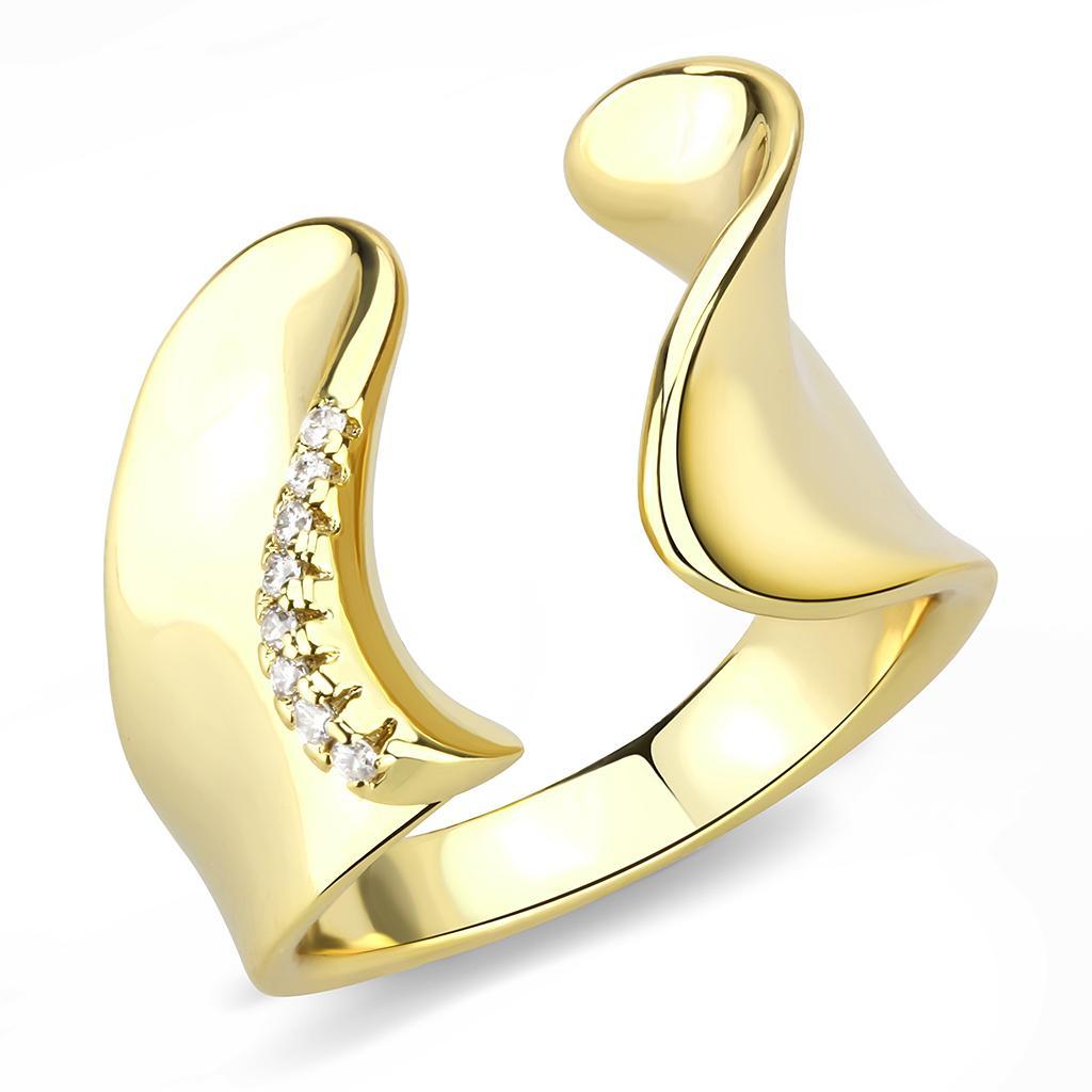3W1475 - Gold Brass Ring with AAA Grade CZ  in Clear-0