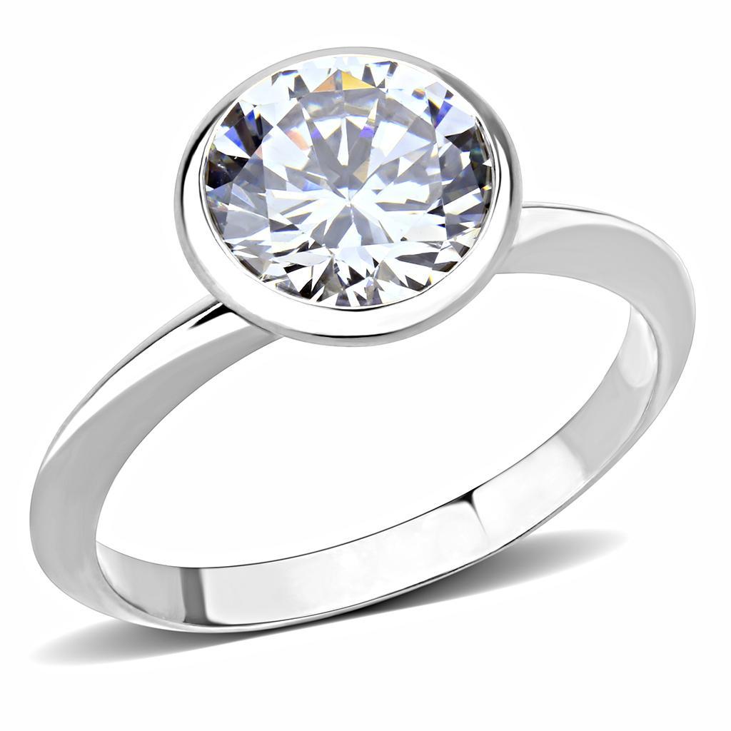 3W1487 - Rhodium Brass Ring with AAA Grade CZ  in Clear-0