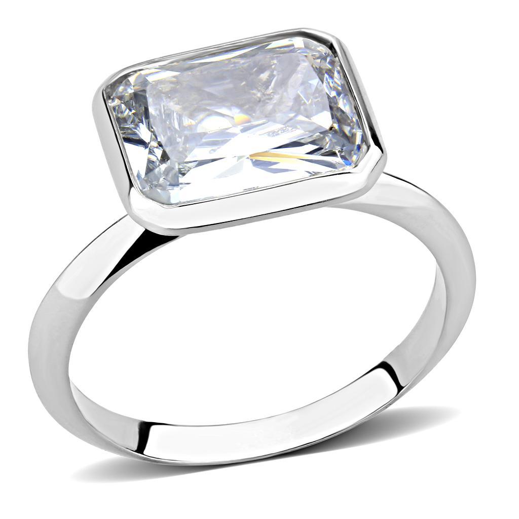 3W1488 - Rhodium Brass Ring with AAA Grade CZ  in Clear-0