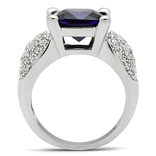 3W148 - Rhodium Brass Ring with AAA Grade CZ  in Amethyst-2