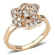 3W1491 - Rose Gold Brass Ring with Top Grade Crystal  in Clear-0