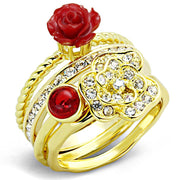 3W1495 - Gold Brass Ring with Synthetic Synthetic Stone in Siam-0