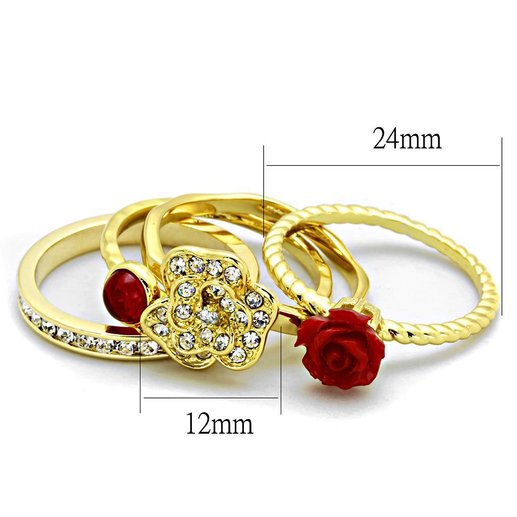 3W1495 - Gold Brass Ring with Synthetic Synthetic Stone in Siam-1