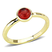 3W1496 - Gold Brass Ring with Synthetic Synthetic Glass in Garnet-0