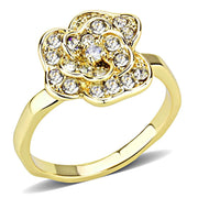 3W1497 - Gold Brass Ring with Top Grade Crystal  in Clear-0