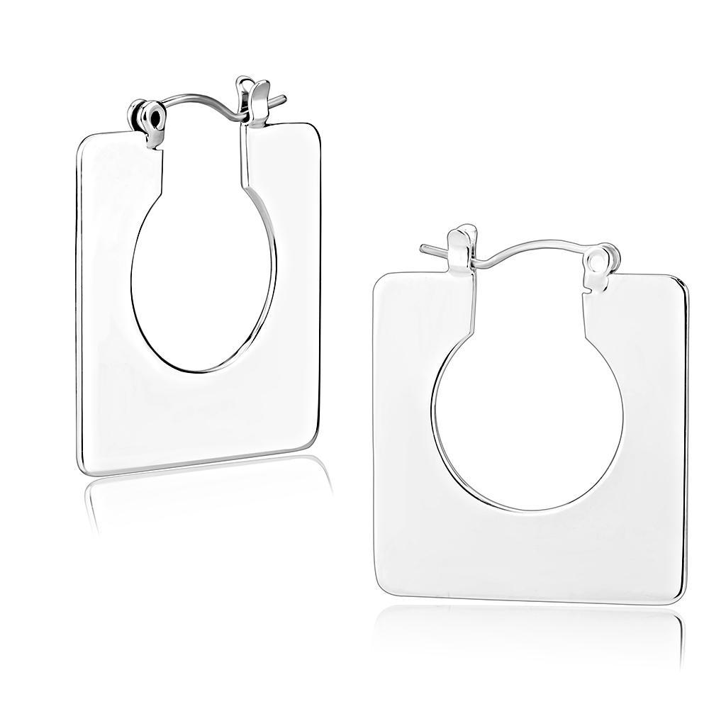 3W1500 - Rhodium Brass Earrings with No Stone-0