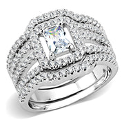 3W1503 - Rhodium Brass Ring with AAA Grade CZ  in Clear-0