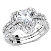 3W1504 - Rhodium Brass Ring with AAA Grade CZ  in Clear-0