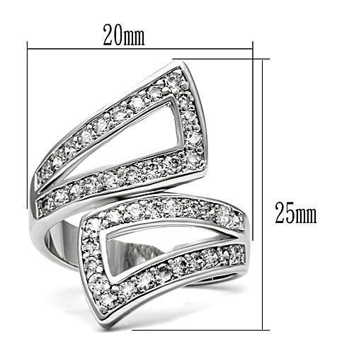 3W150 - Rhodium Brass Ring with AAA Grade CZ  in Clear-1