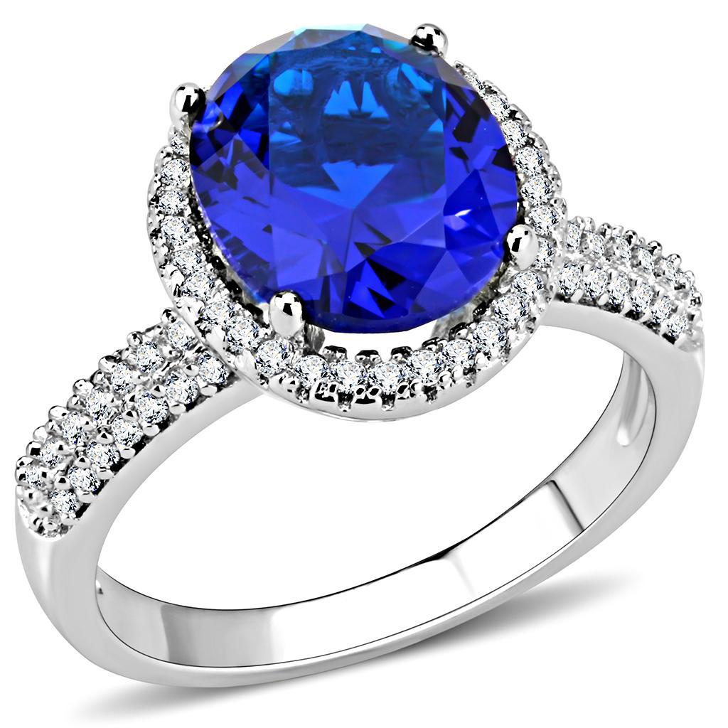 3W1516 - Rhodium Brass Ring with Synthetic  in Montana-0