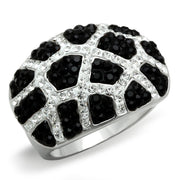 3W151 - Rhodium + Ruthenium Brass Ring with Top Grade Crystal  in Multi Color-0