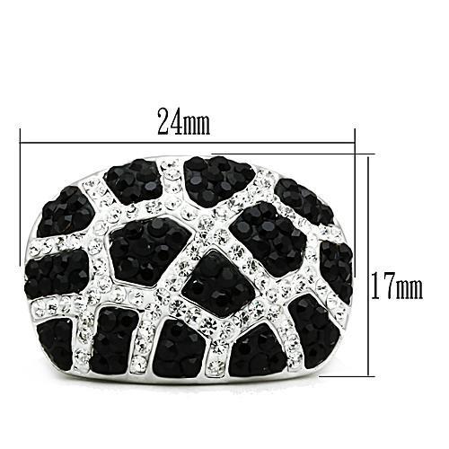 3W151 - Rhodium + Ruthenium Brass Ring with Top Grade Crystal  in Multi Color-1