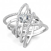 3W1528 - Rhodium Brass Ring with AAA Grade CZ  in Clear-0