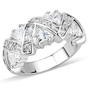 3W1533 - Rhodium Brass Ring with AAA Grade CZ  in Clear-0
