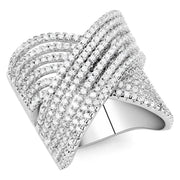 3W1539 - Rhodium Brass Ring with AAA Grade CZ  in Clear-0