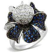 3W153 - Rhodium + Ruthenium Brass Ring with AAA Grade CZ  in Montana-0