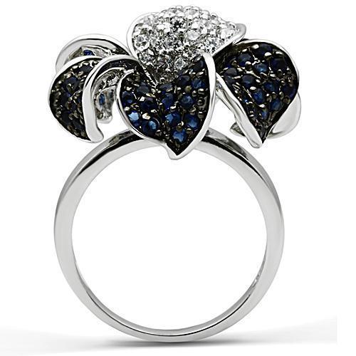 3W153 - Rhodium + Ruthenium Brass Ring with AAA Grade CZ  in Montana-2