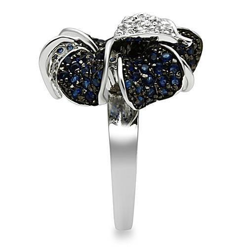 3W153 - Rhodium + Ruthenium Brass Ring with AAA Grade CZ  in Montana-3