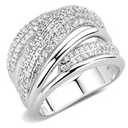 3W1544 - Rhodium Brass Ring with AAA Grade CZ  in Clear-0
