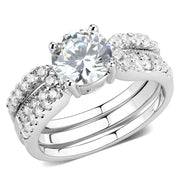 3W1554 - Rhodium Brass Ring with AAA Grade CZ  in Clear-0