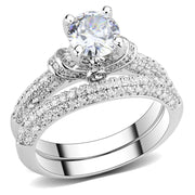 3W1555 - Rhodium Brass Ring with AAA Grade CZ  in Clear-0
