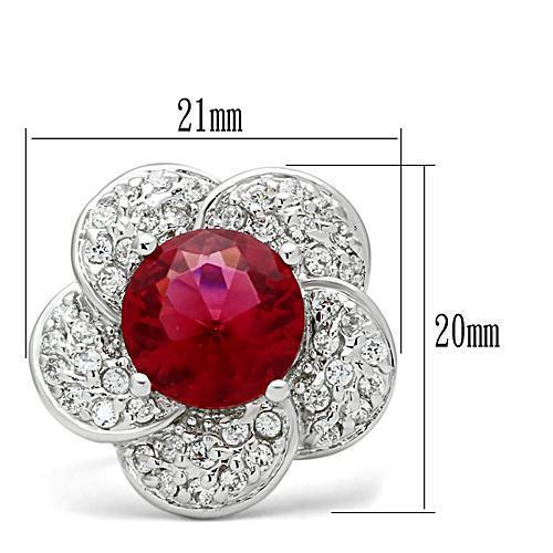 3W156 - Rhodium Brass Ring with Synthetic Synthetic Glass in Siam-1