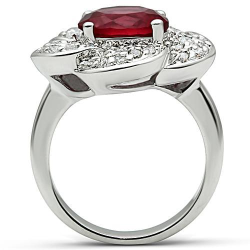 3W156 - Rhodium Brass Ring with Synthetic Synthetic Glass in Siam-2