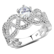 3W1577 - Rhodium Brass Ring with AAA Grade CZ  in Clear-0